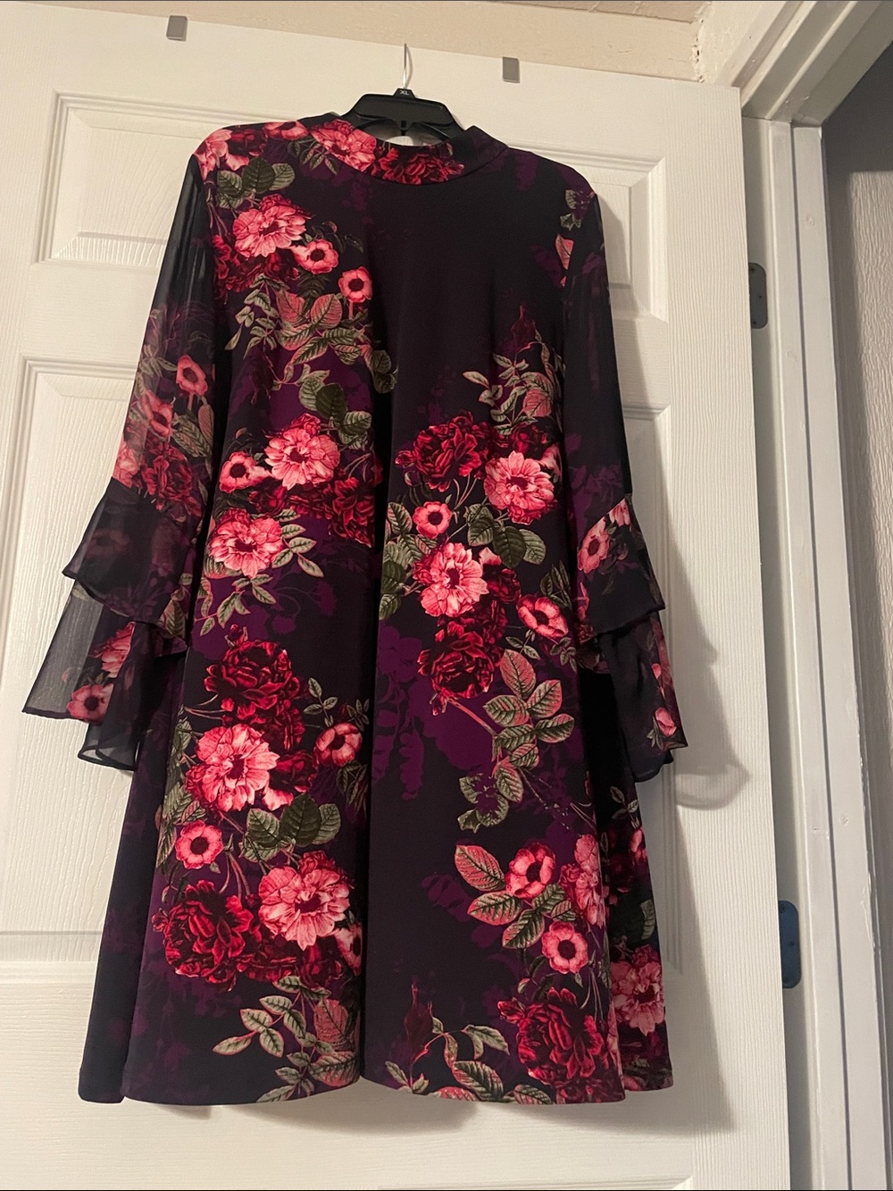 R&K Floral A-Line Dress in Deep Purple and Pink